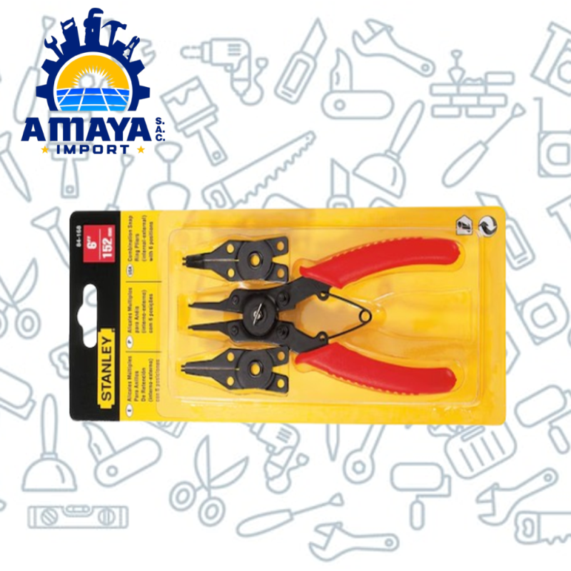 ALICATES MULTIPLES PARA ANILLOS DE RETENCION 180° 45° 90° 6" 152mm STANLEY 84-168