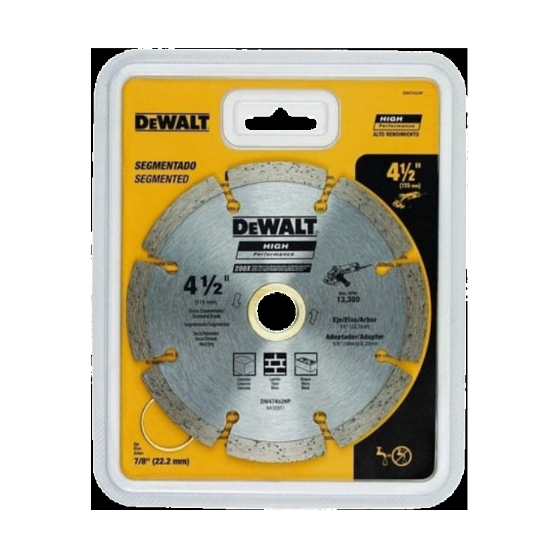 DISCO DIAMANTADO SEGMENTADO 4 1/2" x 7/8" DEWALT DW47452