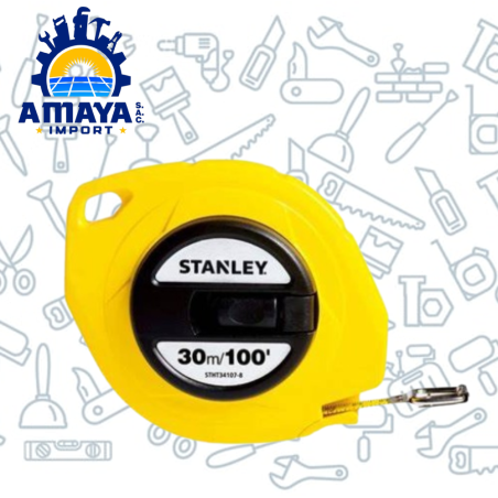 CINTA LARGA CON HOJA DE ACERO 30M 100' STANLEY  34-107