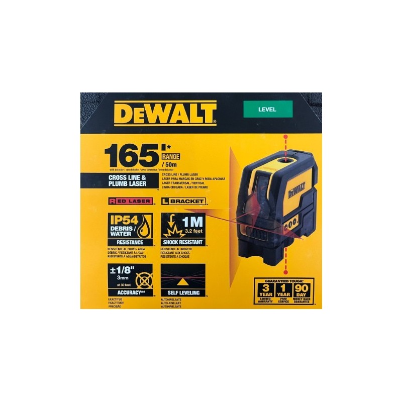 LASER NIVEL CRUZ LINEA CRUZADA Y PLOMADA 50M DEWALT DW0822