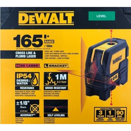LASER NIVEL CRUZ LINEA CRUZADA Y PLOMADA 50M DEWALT DW0822