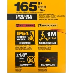 LASER NIVEL CRUZ LINEA CRUZADA Y PLOMADA 50M DEWALT DW0822